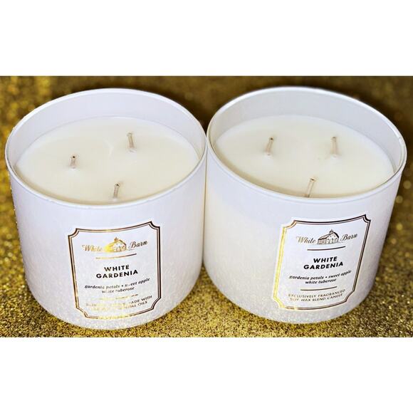Lot of 2 Bath & Body Works White Barn White Gardenia Large 3-Wick Candle 14.5oz - Picture 3 of 4